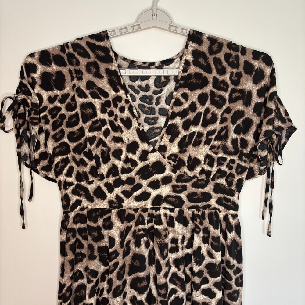 SHEIN Curve New w/o tag Plus 3XL Animal Print VNeck Maxi Dress Ruffle Flowy